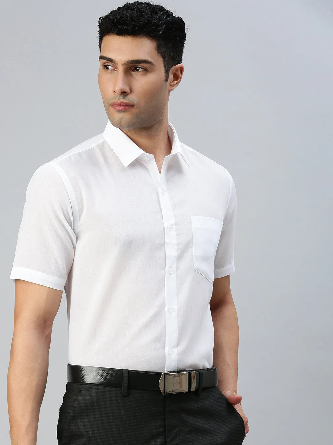 Men Cotton Rich Shirt Leader White