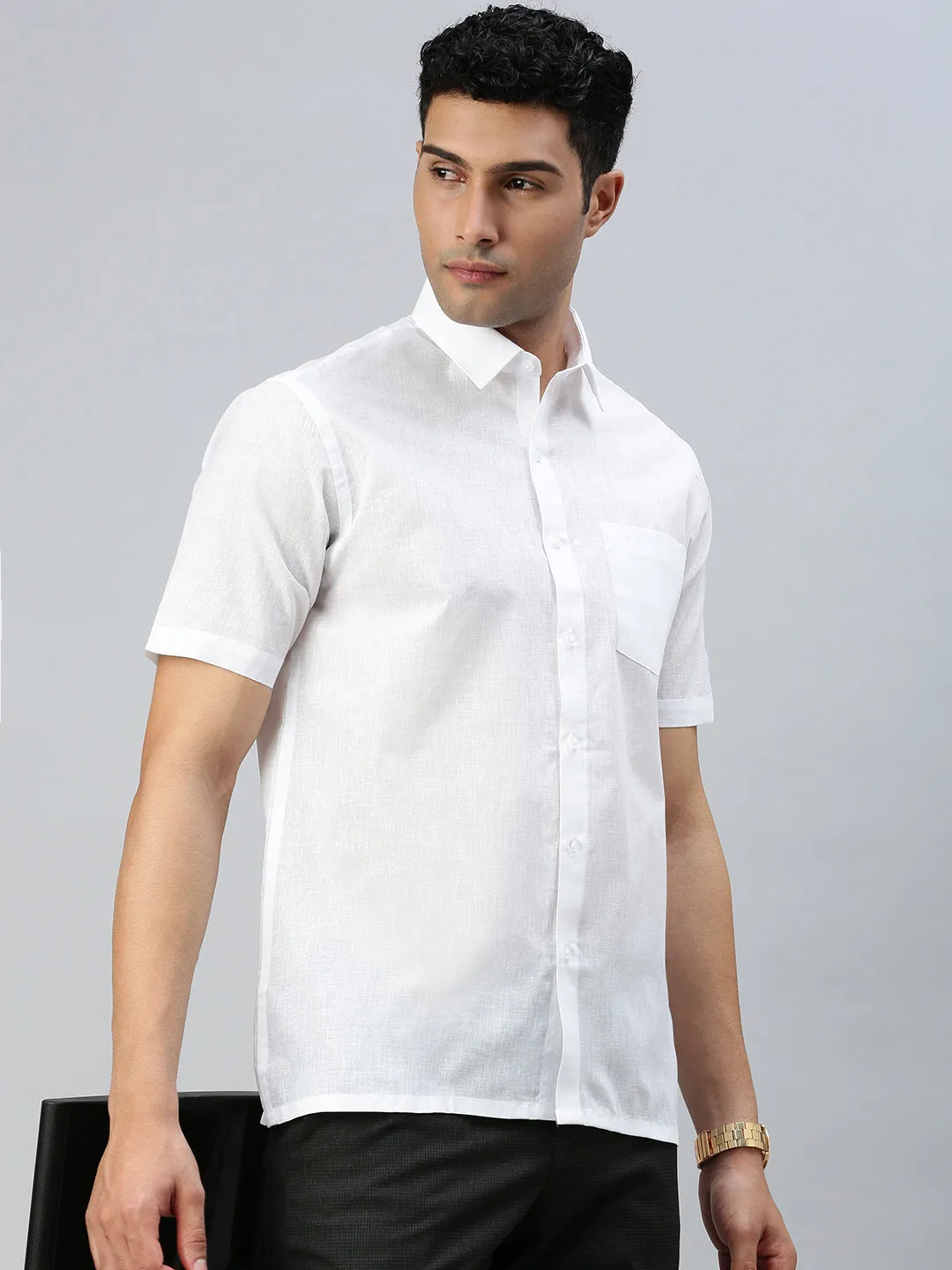 Men Cotton Rich White Shirt Minister Plus