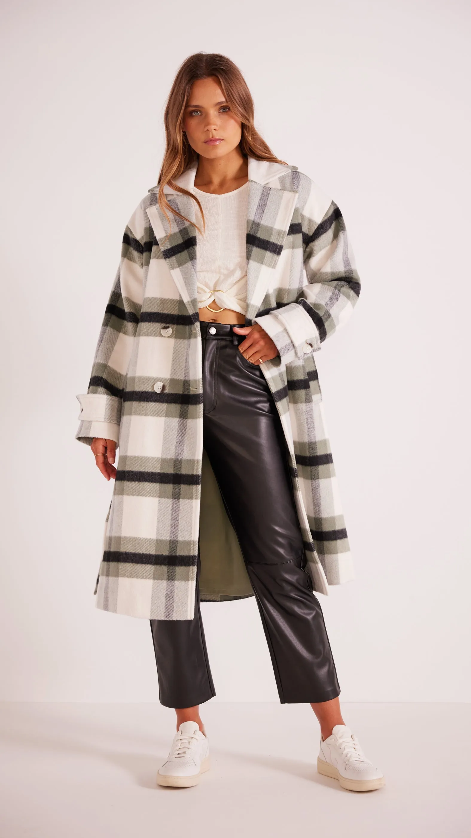 Minkpink Watson Wool Blend Check Coat