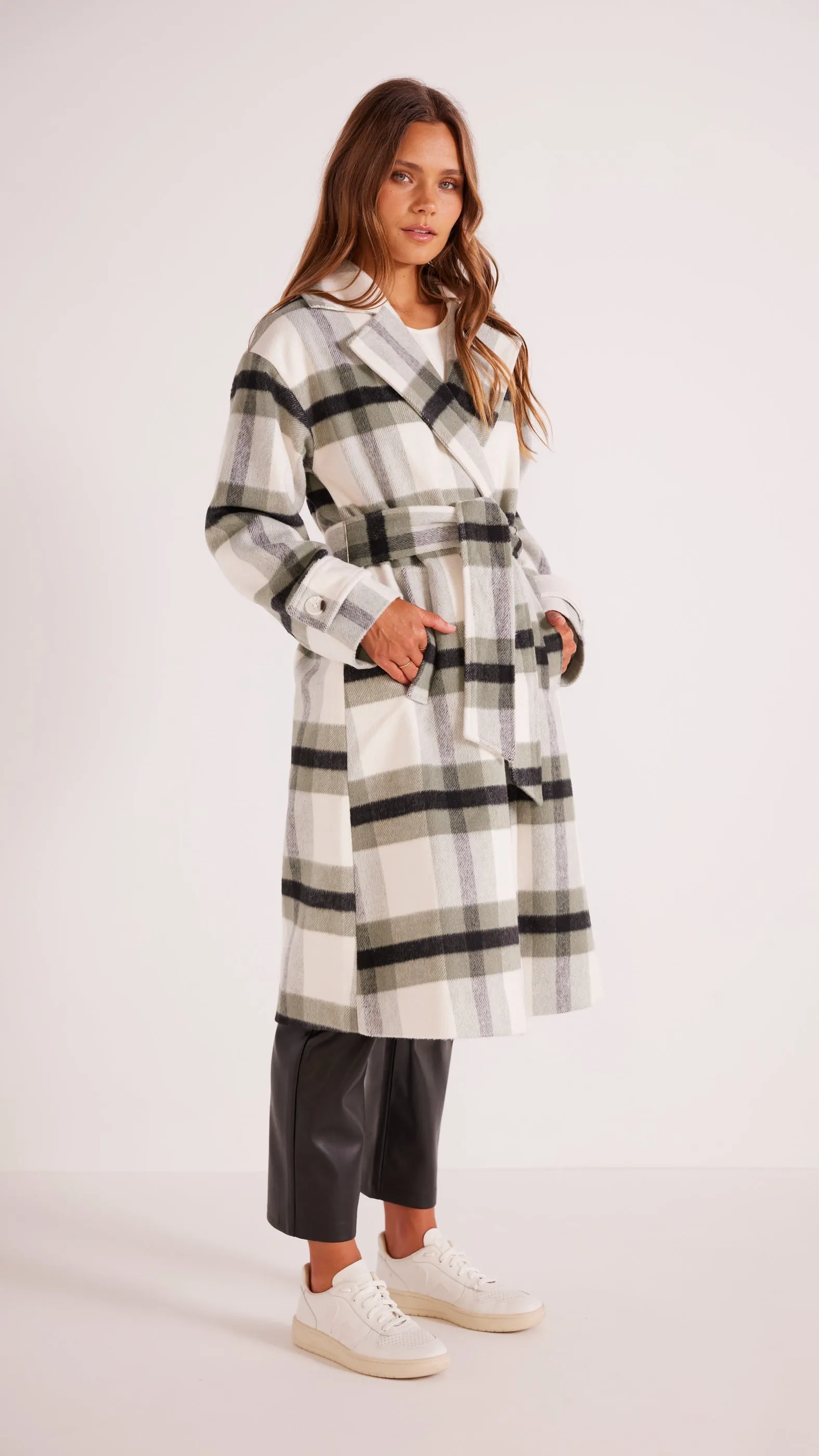 Minkpink Watson Wool Blend Check Coat