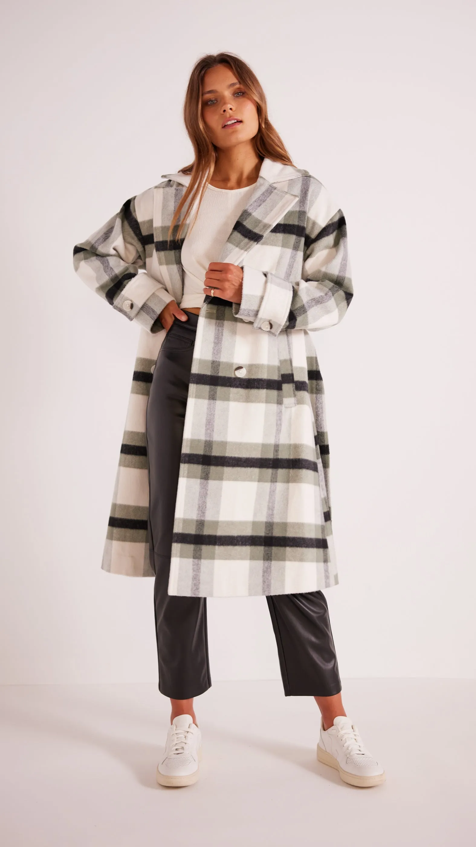 Minkpink Watson Wool Blend Check Coat