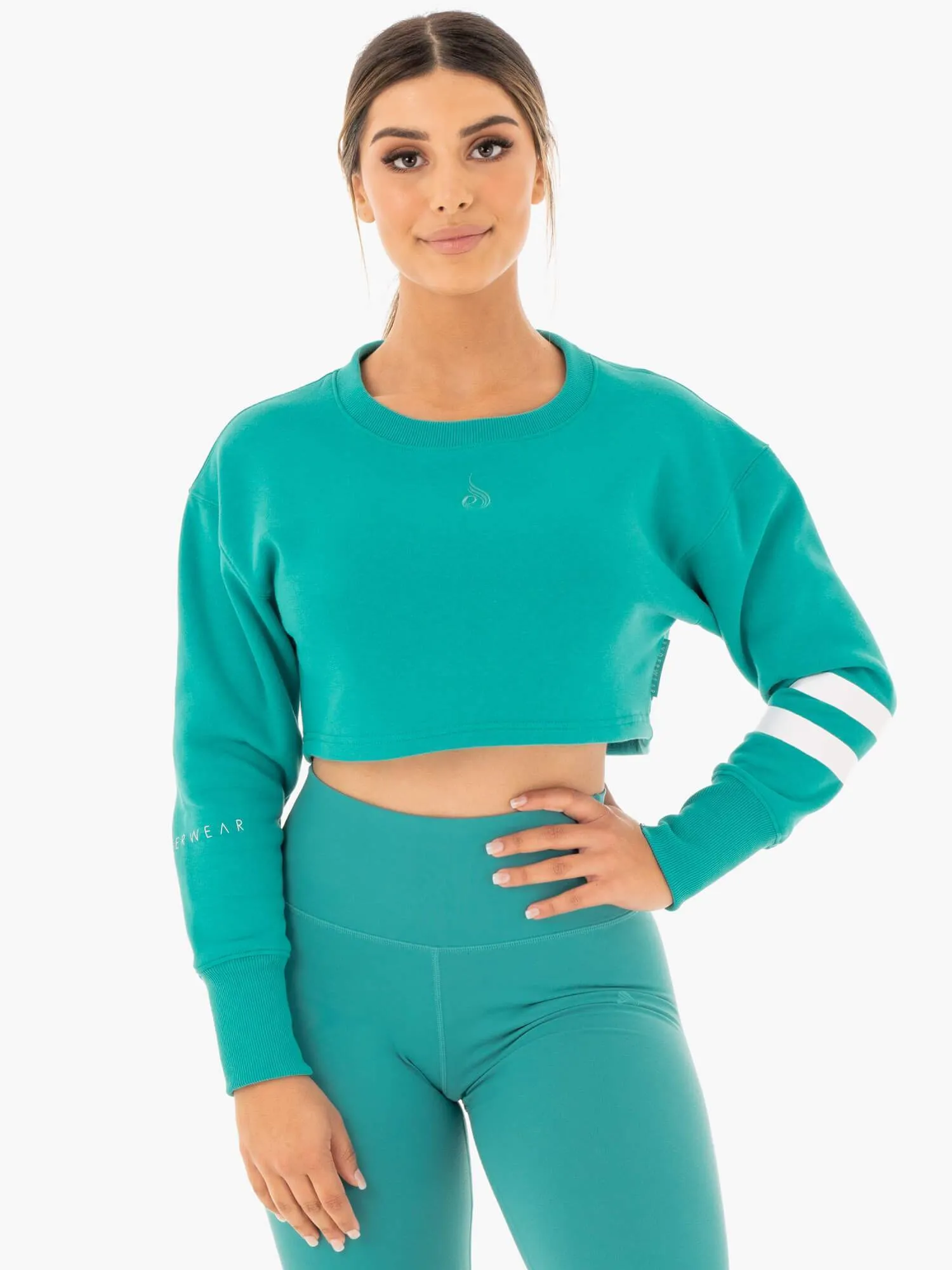 Motion Cropped Sweater - Teal