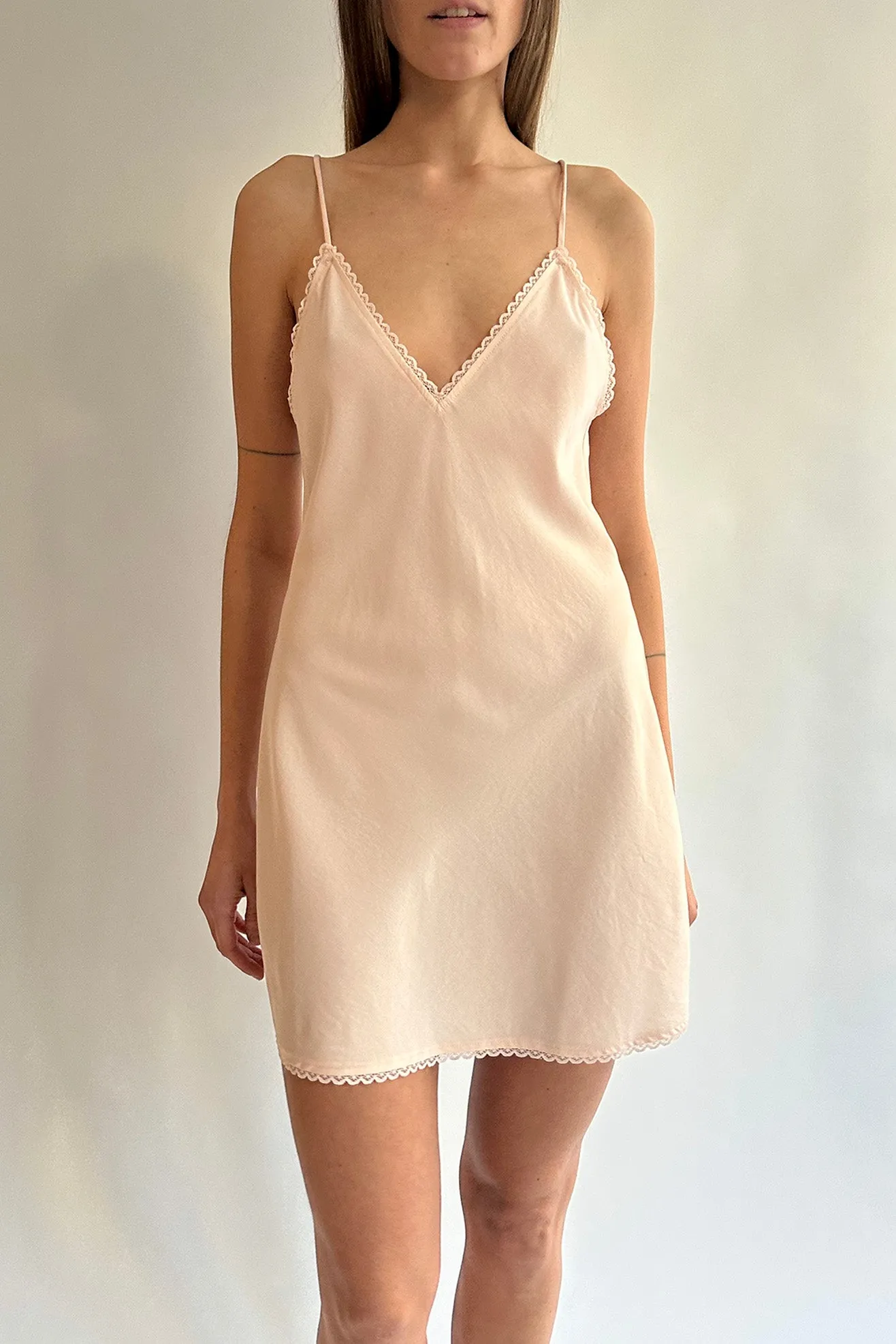 MR. LARKIN, Mini Slip Dress, Peach Dust