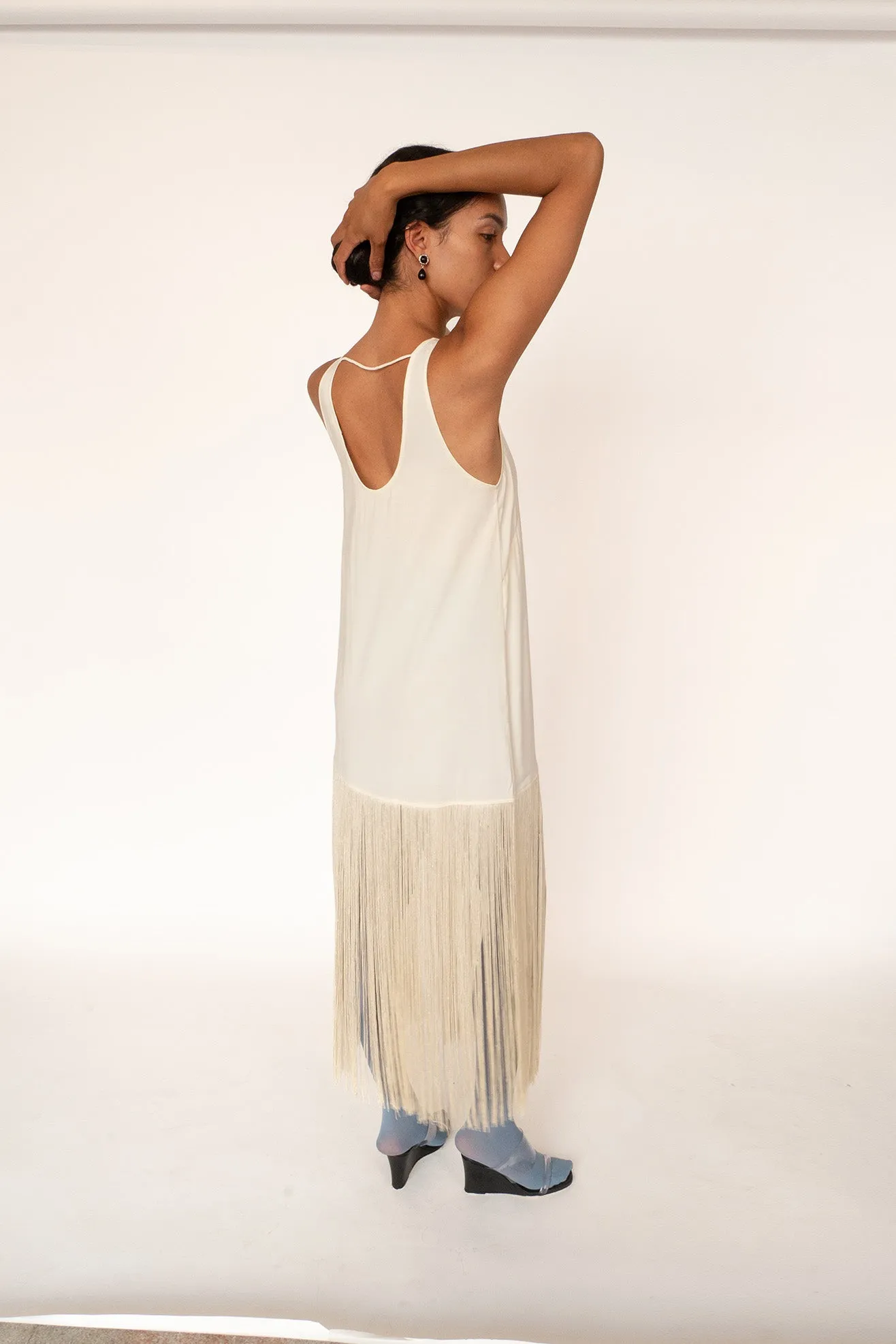 MR. LARKIN, Tassel Slip Dress, Ivory