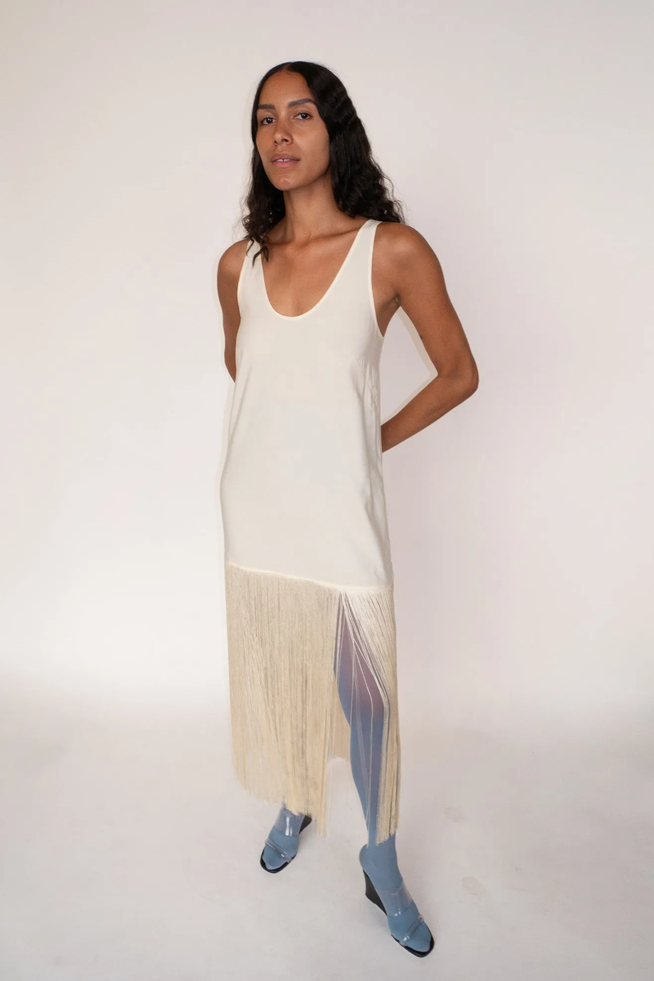 MR. LARKIN, Tassel Slip Dress, Ivory