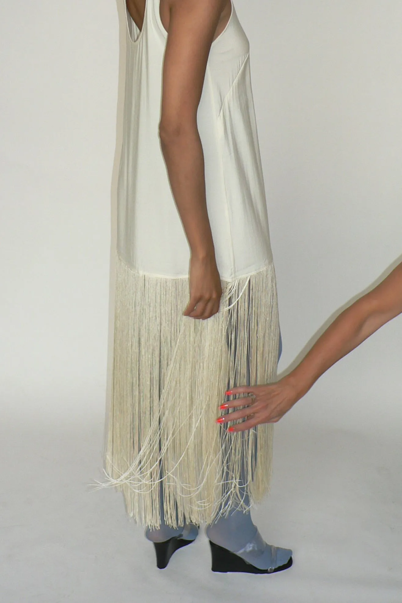 MR. LARKIN, Tassel Slip Dress, Ivory