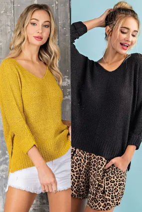 Mustard Crew Neck Knit Sweater