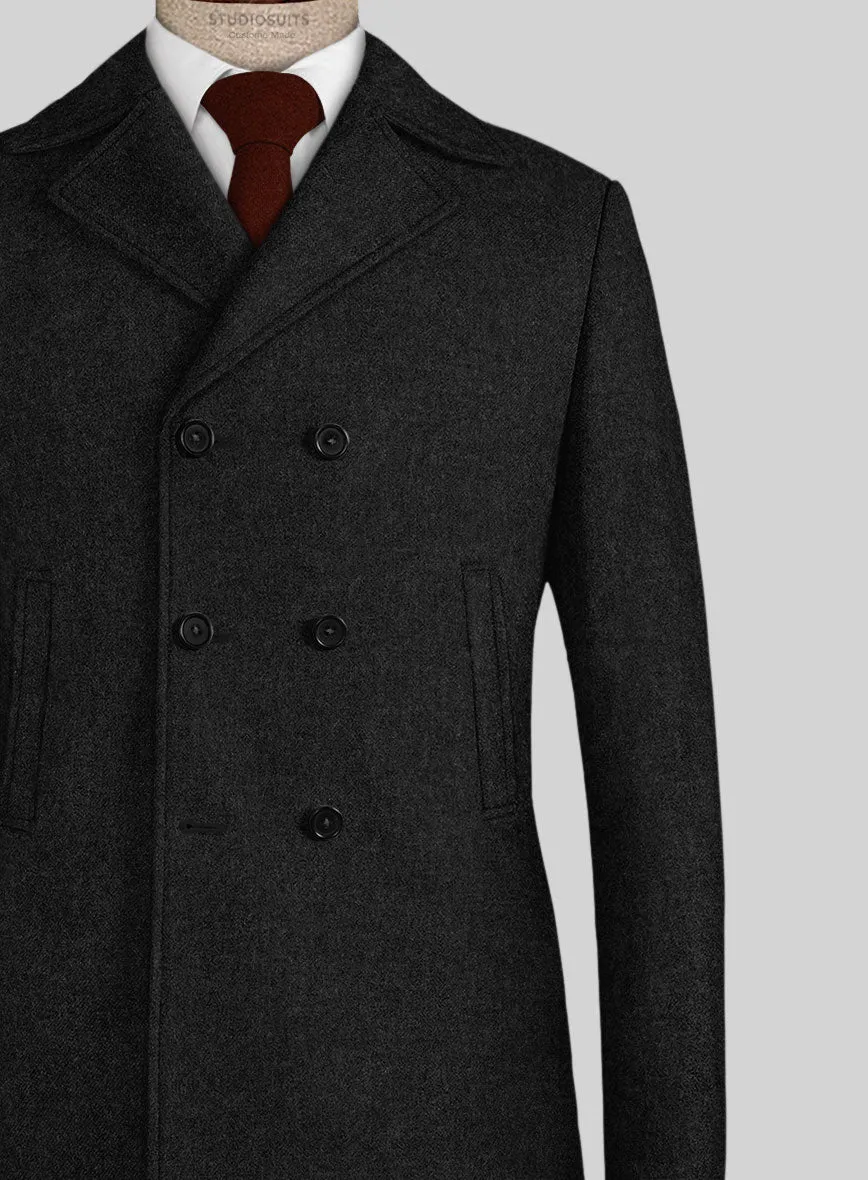 Naples Dark Charcoal Tweed Pea Coat