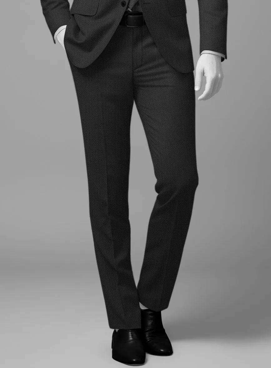 Napolean Basket Weave Black Wool Suit