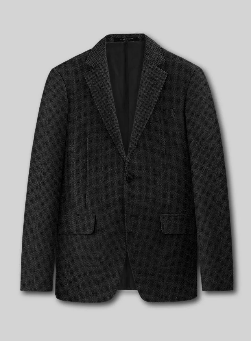 Napolean Basket Weave Black Wool Suit