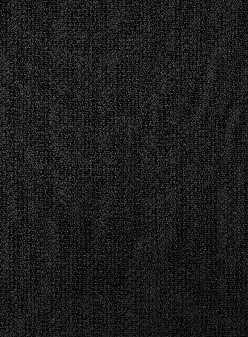 Napolean Basket Weave Black Wool Suit