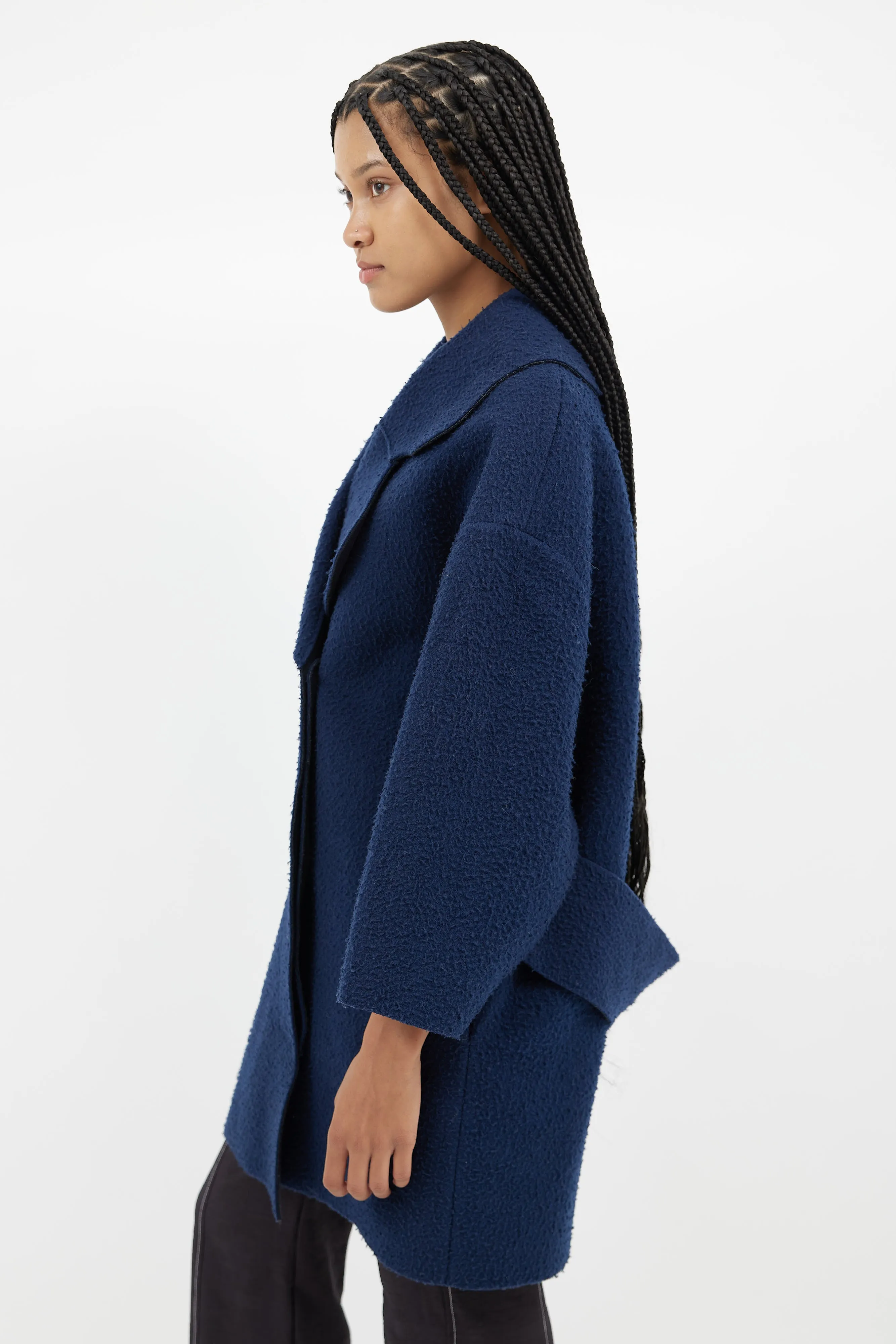 Navy Wool La Femme Enfant Coat