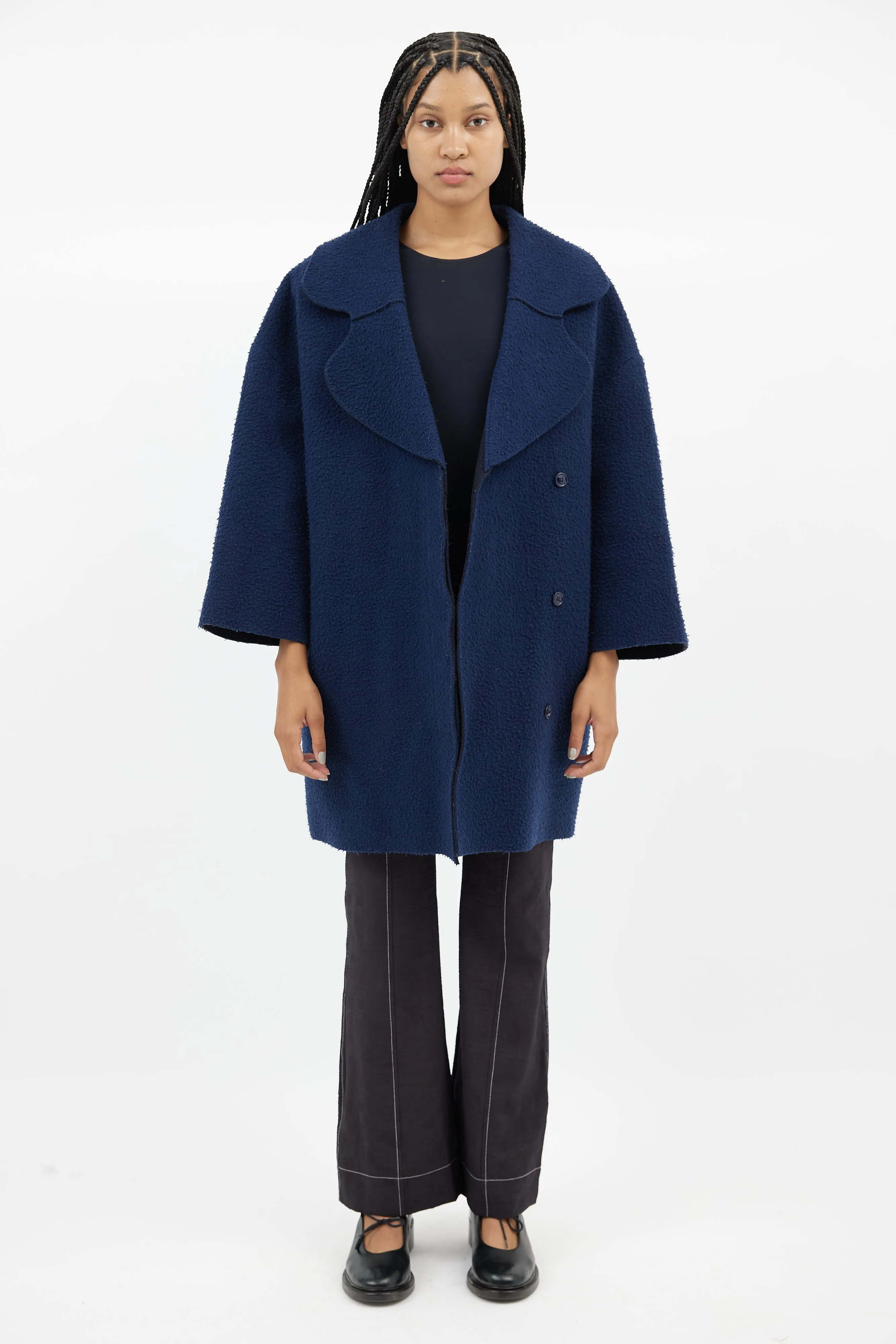 Navy Wool La Femme Enfant Coat