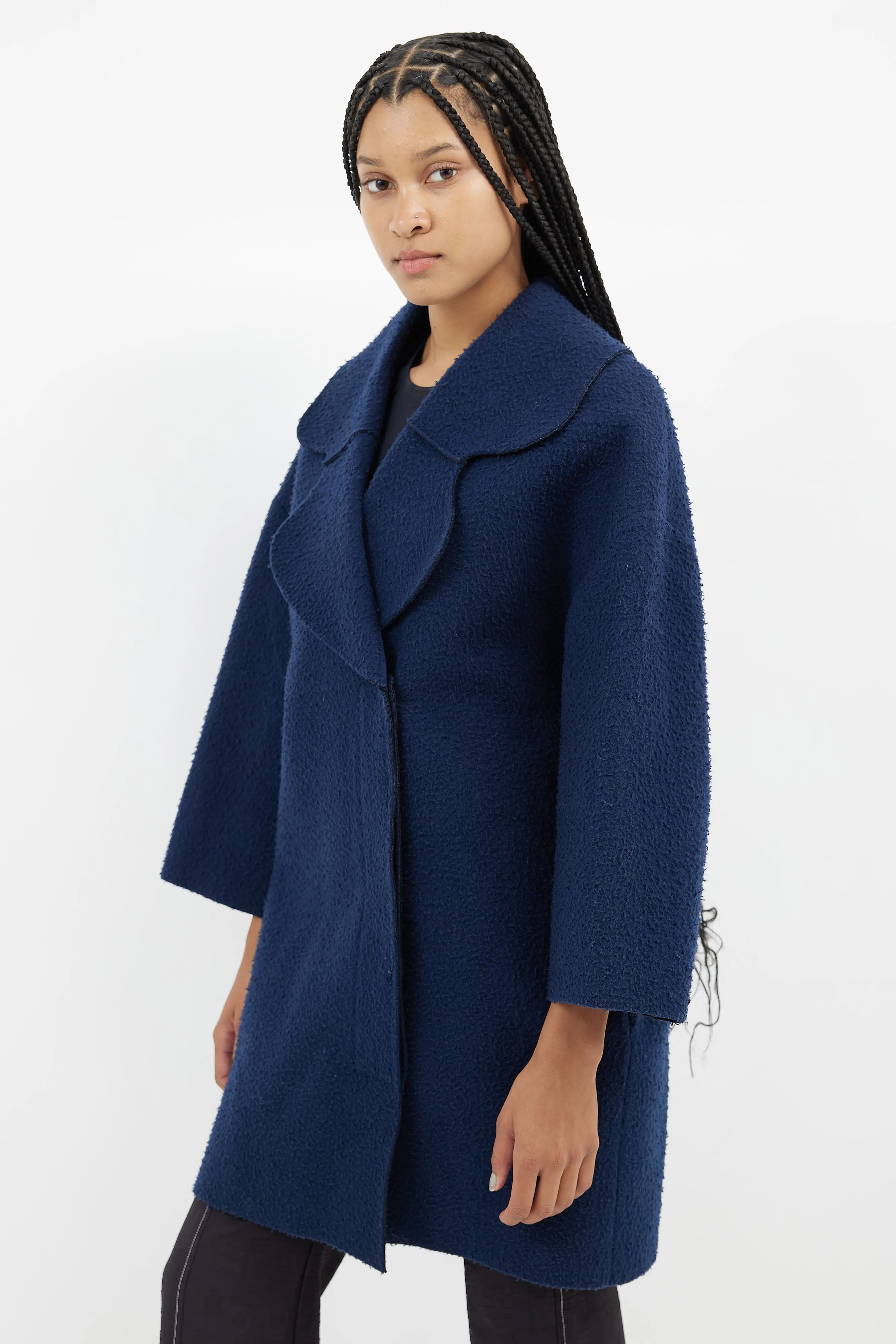 Navy Wool La Femme Enfant Coat