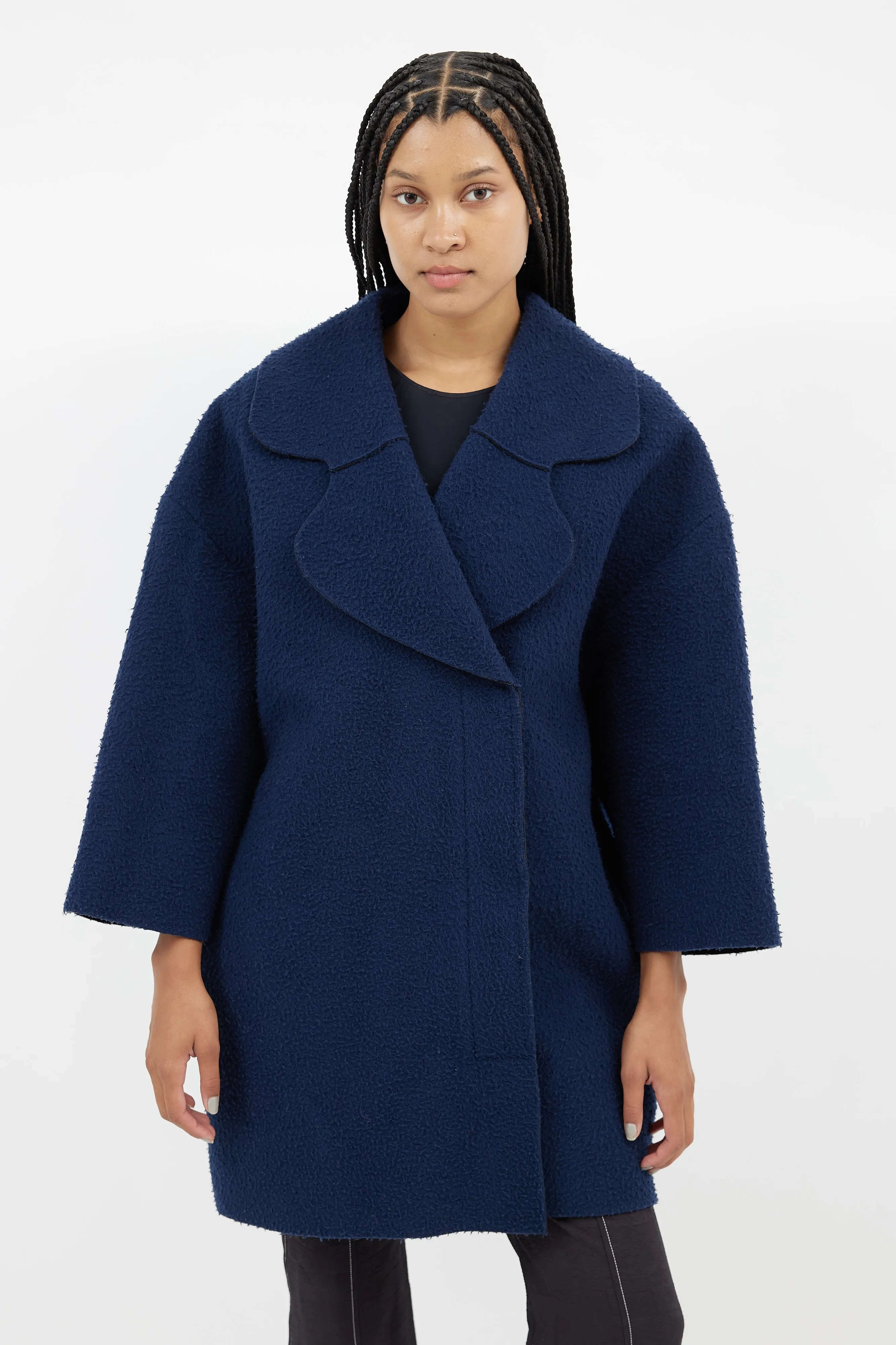 Navy Wool La Femme Enfant Coat