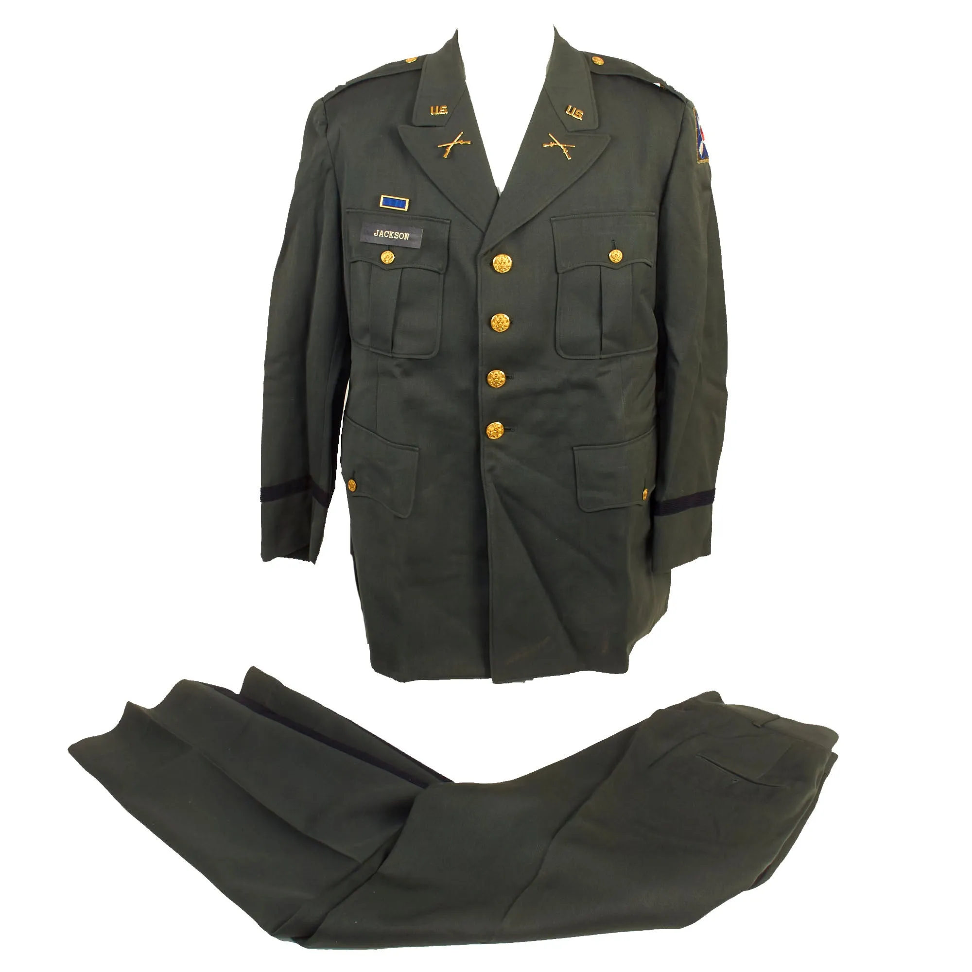 Original U.S. WWII to Korean War Era Large West Point Graduate Uniforms, Insignia and Document Grouping for Colonel Langdon A. Jackson, 4th Infantry Division & XXI Corps - West Point Class of 1936