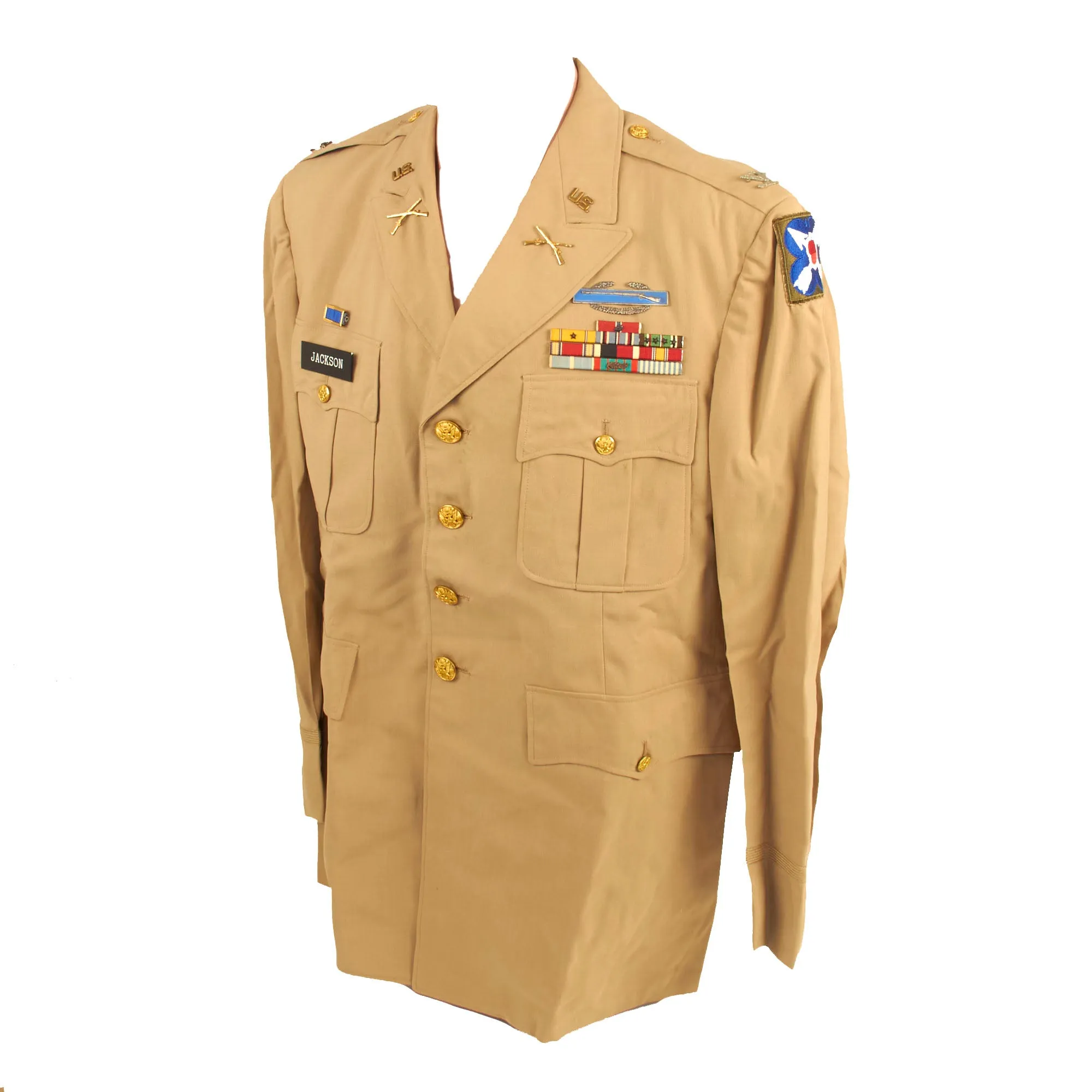 Original U.S. WWII to Korean War Era Large West Point Graduate Uniforms, Insignia and Document Grouping for Colonel Langdon A. Jackson, 4th Infantry Division & XXI Corps - West Point Class of 1936