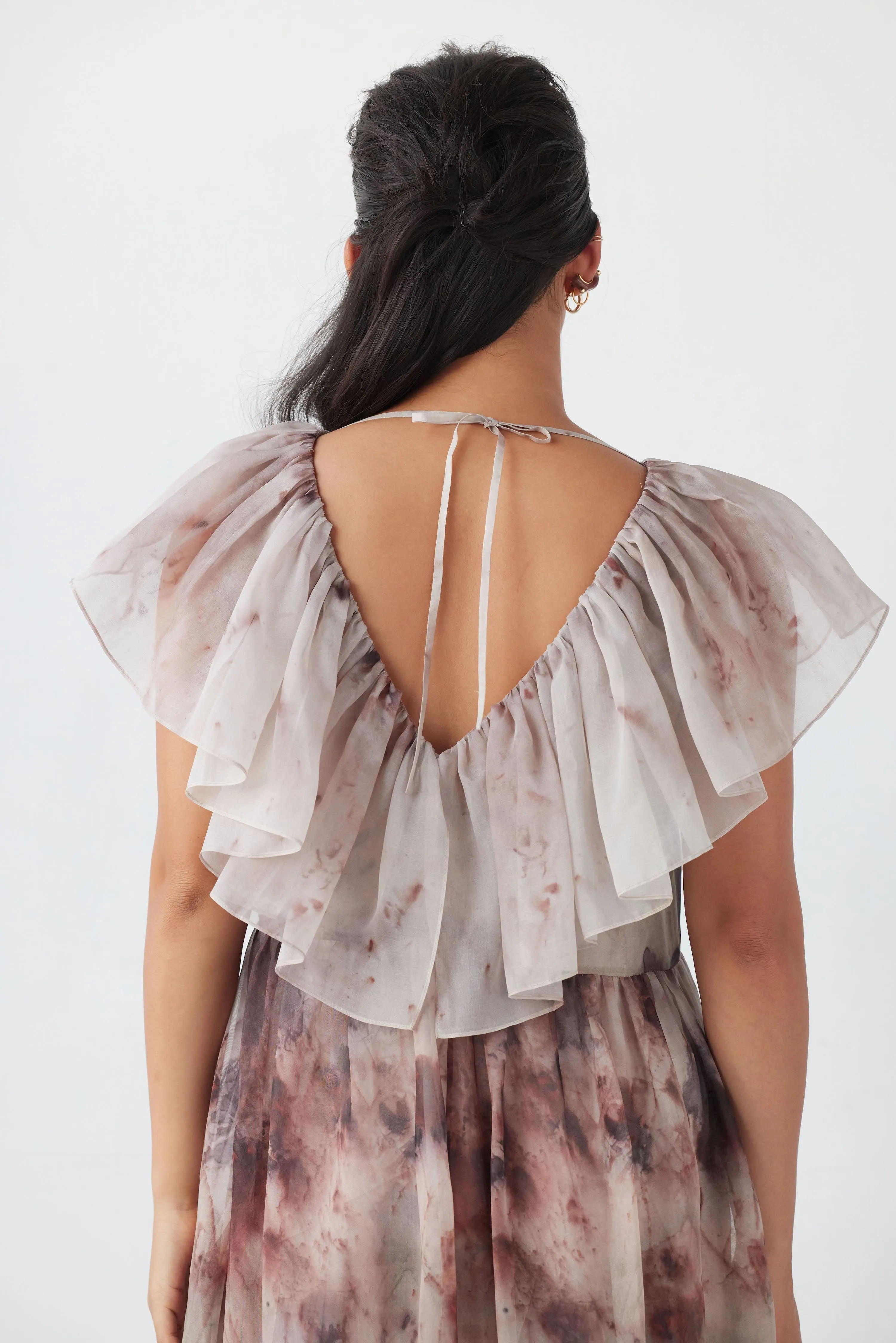 Papillon Dress in Printed Silk Organza