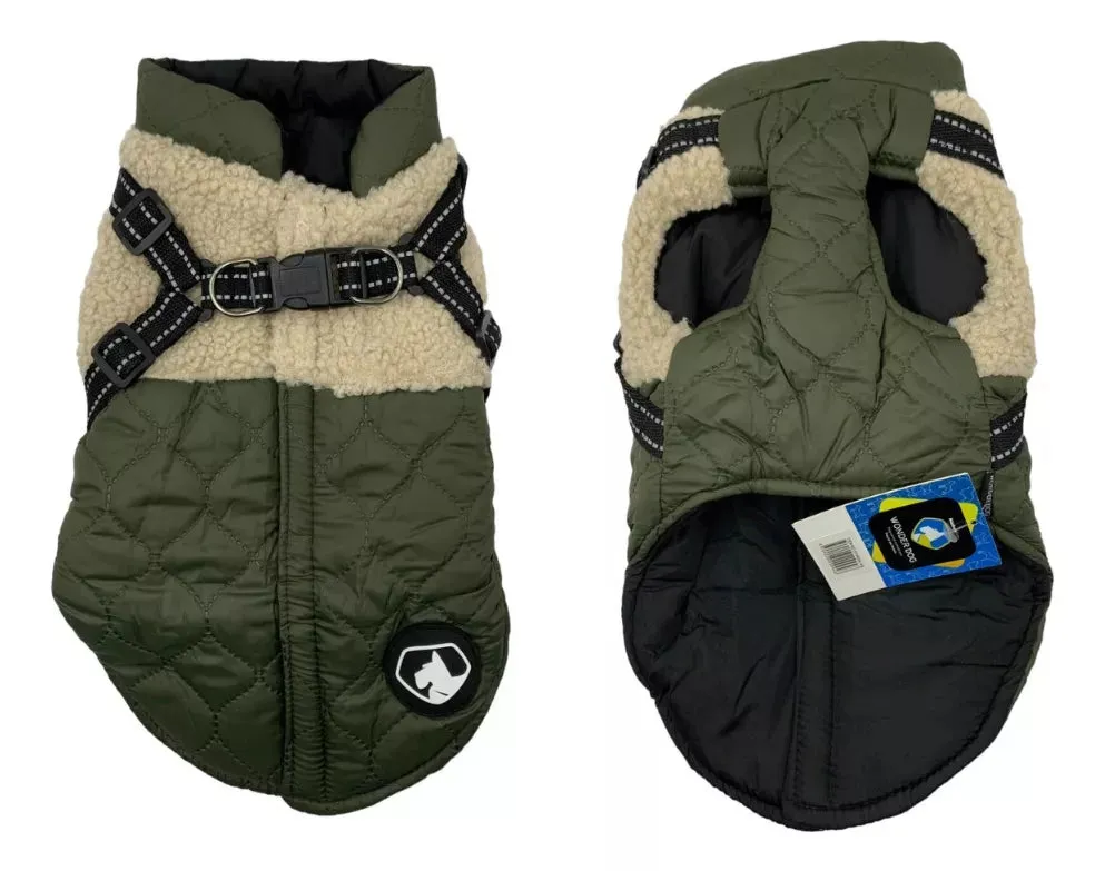 Parka Outdoor Para Mascotas Con Arnés Verde Talla S