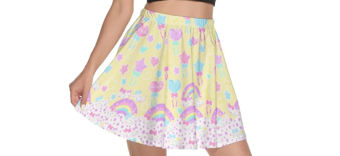 Pastel Party Yellow Mini Skater Skirt