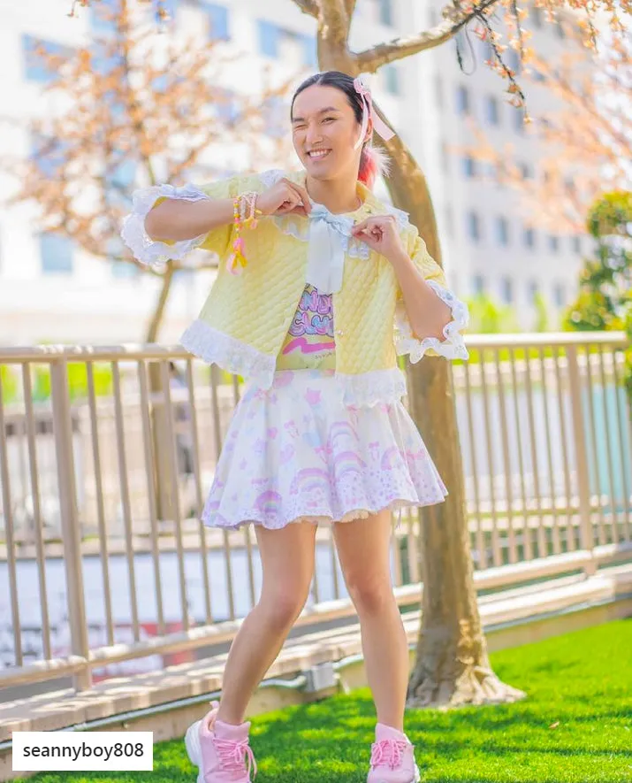 Pastel Party Yellow Mini Skater Skirt