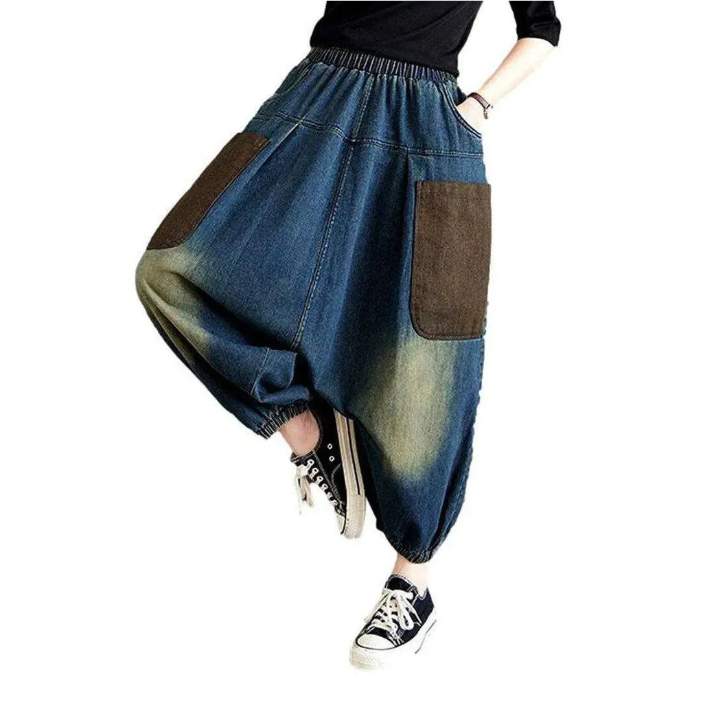 Patchwork women's harem denim pants