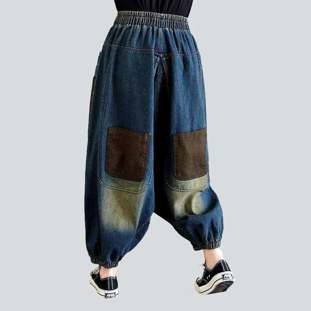 Patchwork women's harem denim pants