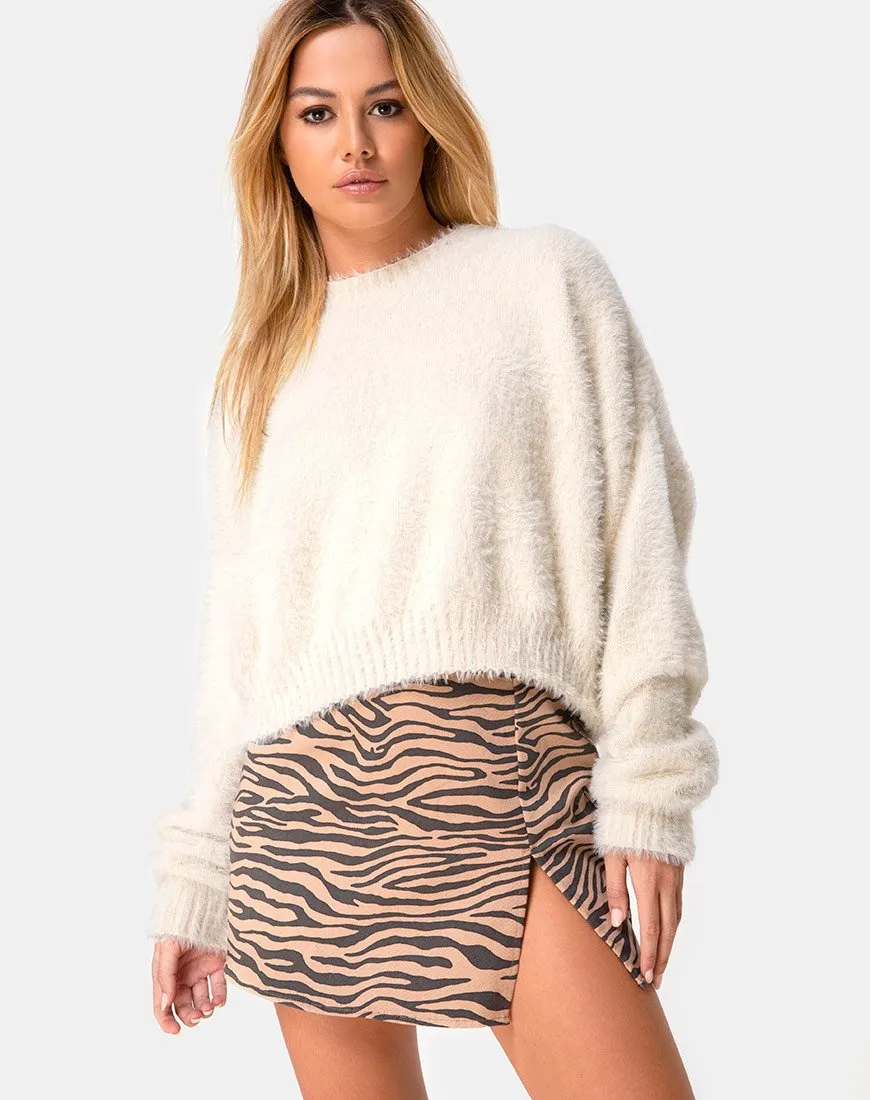 Pelmet Skirt in 90's Zebra Taupe