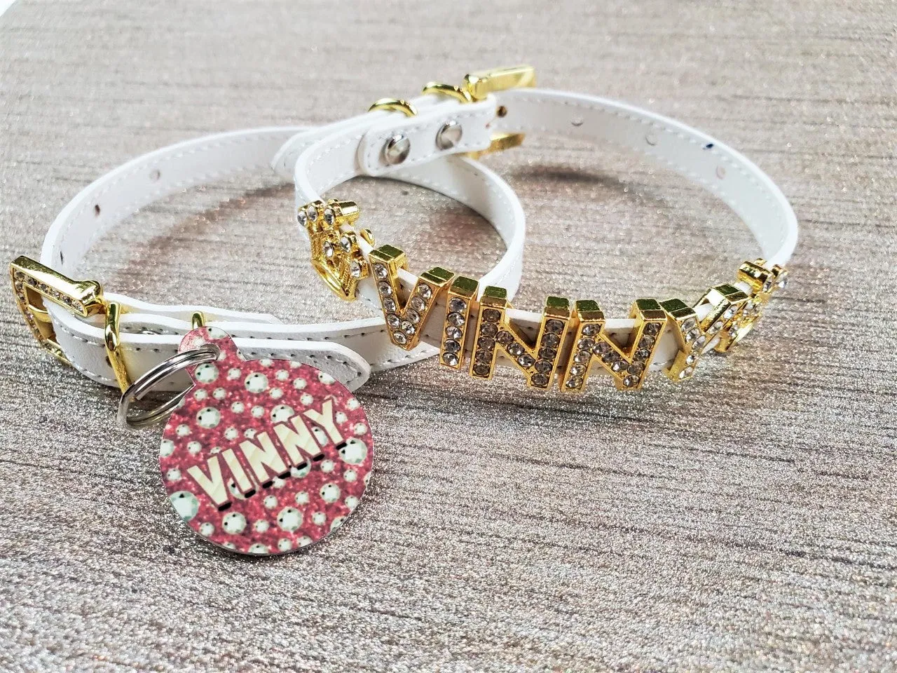 Personalized Collar | White and Gold