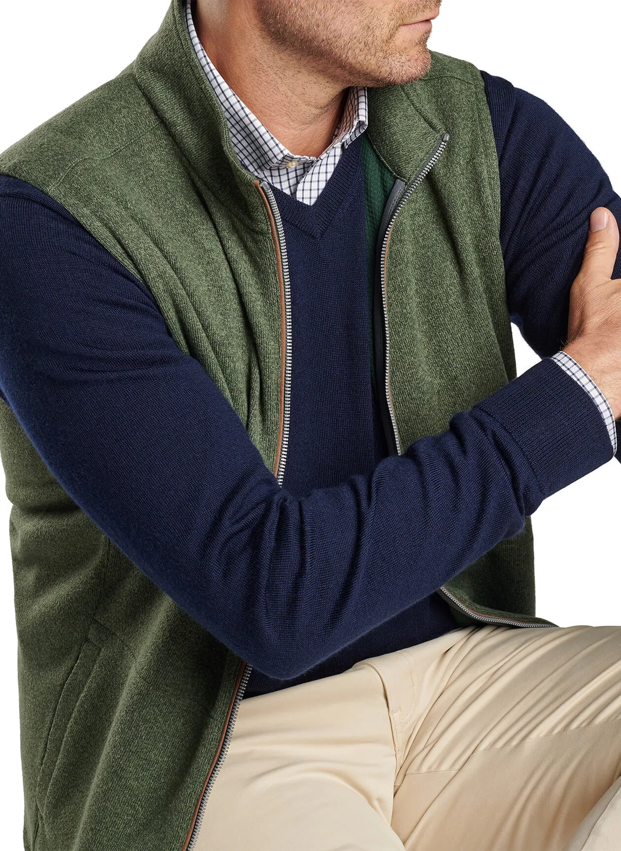 Peter Millar Crown Sweater Custom Fleece Vests, Dark Olive