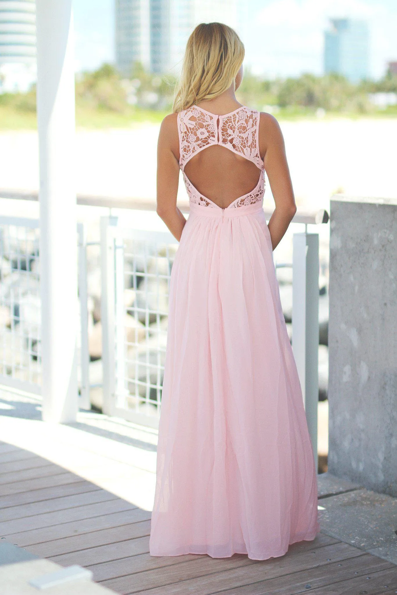 Pink Lace Maxi Dress