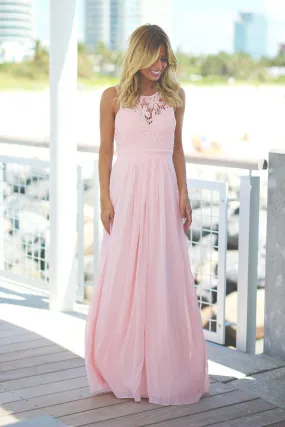 Pink Lace Maxi Dress