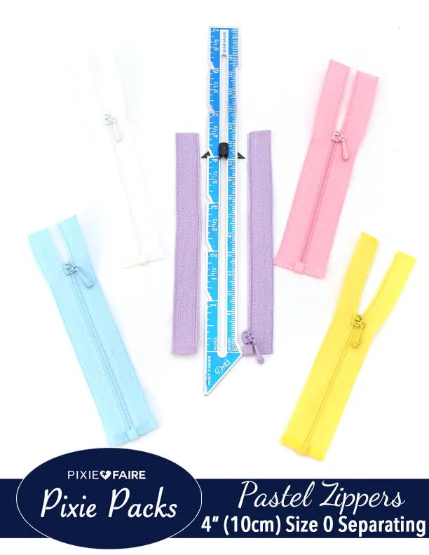 Pixie Packs 4" (10cm) Separating Zippers Pastel - Size 0