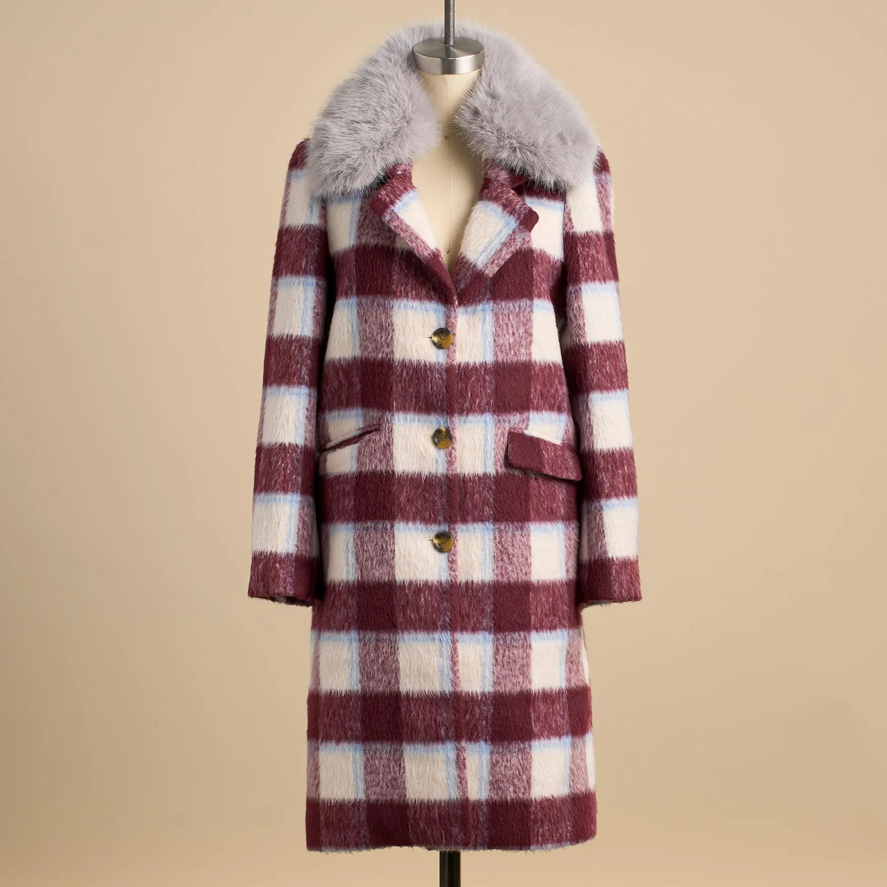 Plaid Palette Coat, Petite