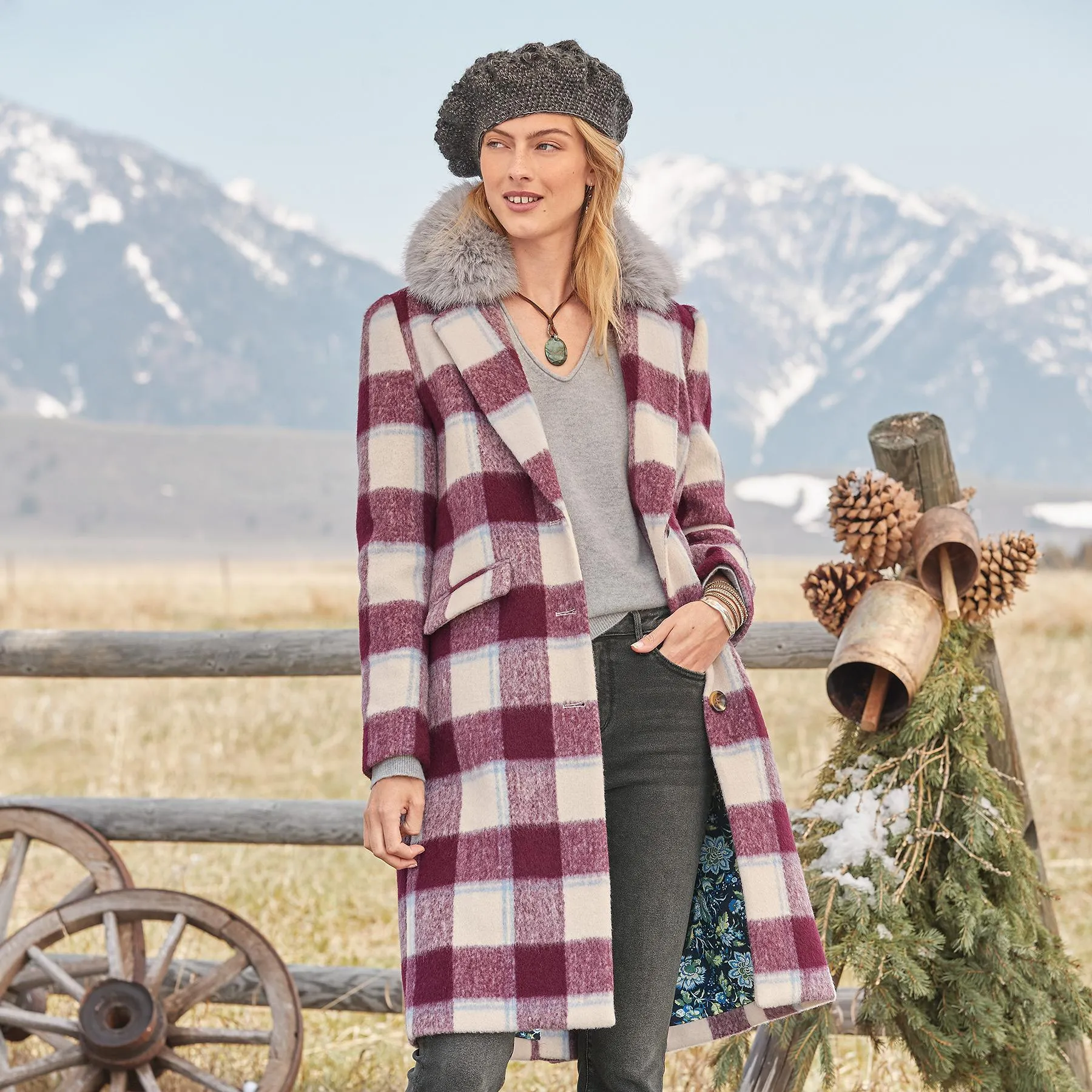 Plaid Palette Coat, Petite