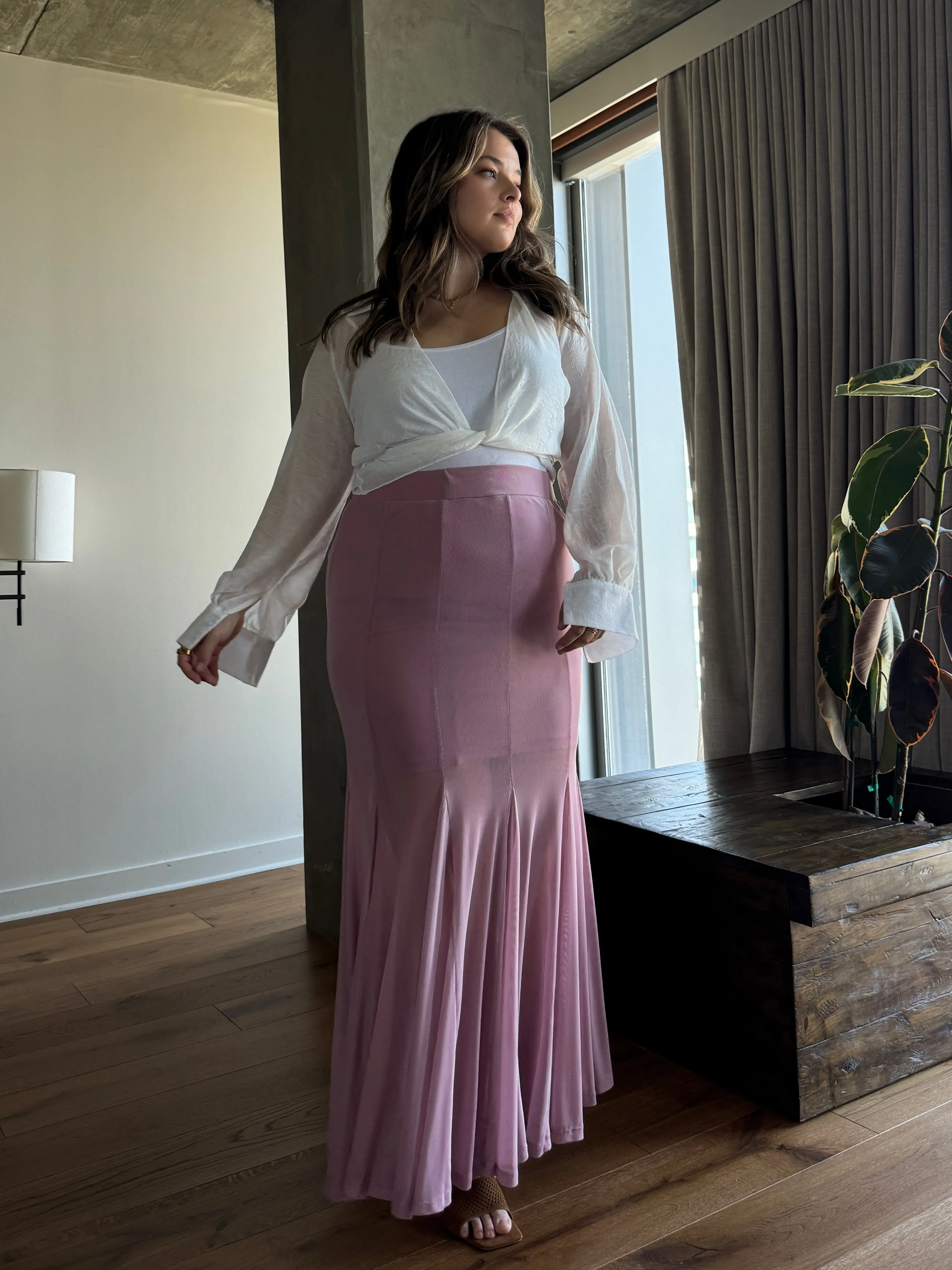 Plus Size Fishtail Maxi Skirt