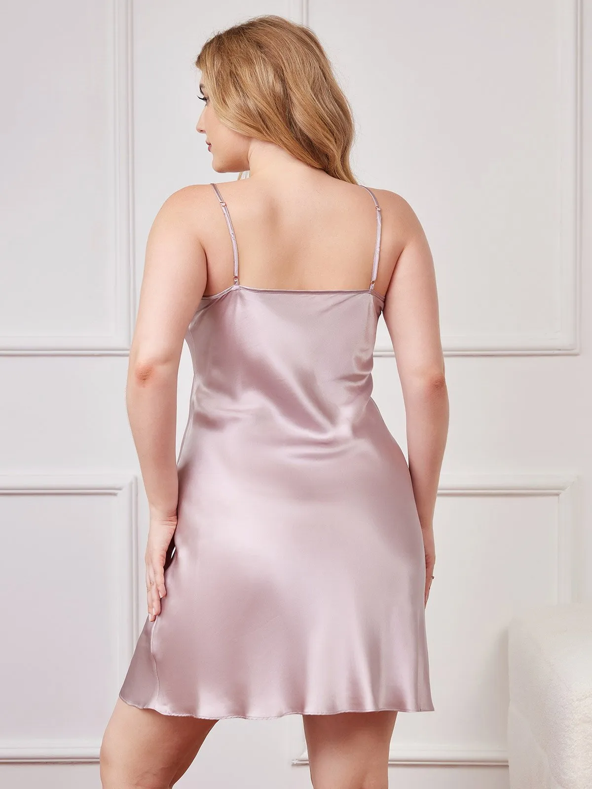 Plus Size Pure Silk Sexy Chemise Slip Nightgown