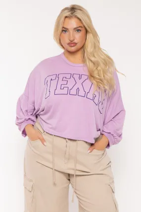 Plus Size Texas  Oversize Top- Lavender