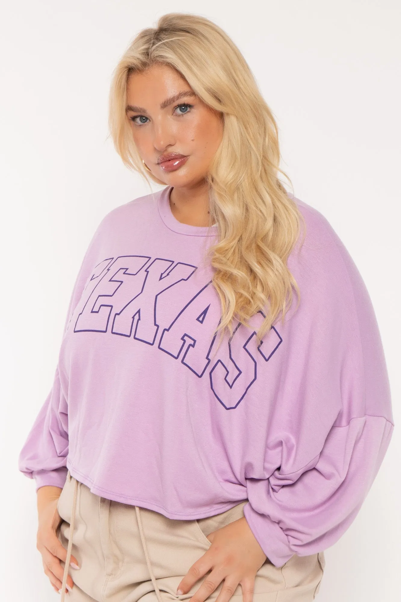 Plus Size Texas  Oversize Top- Lavender