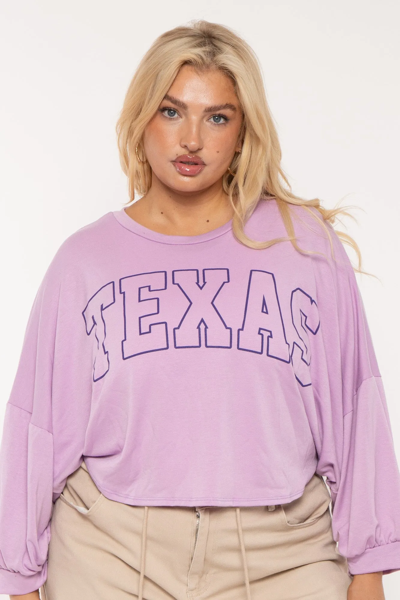 Plus Size Texas  Oversize Top- Lavender