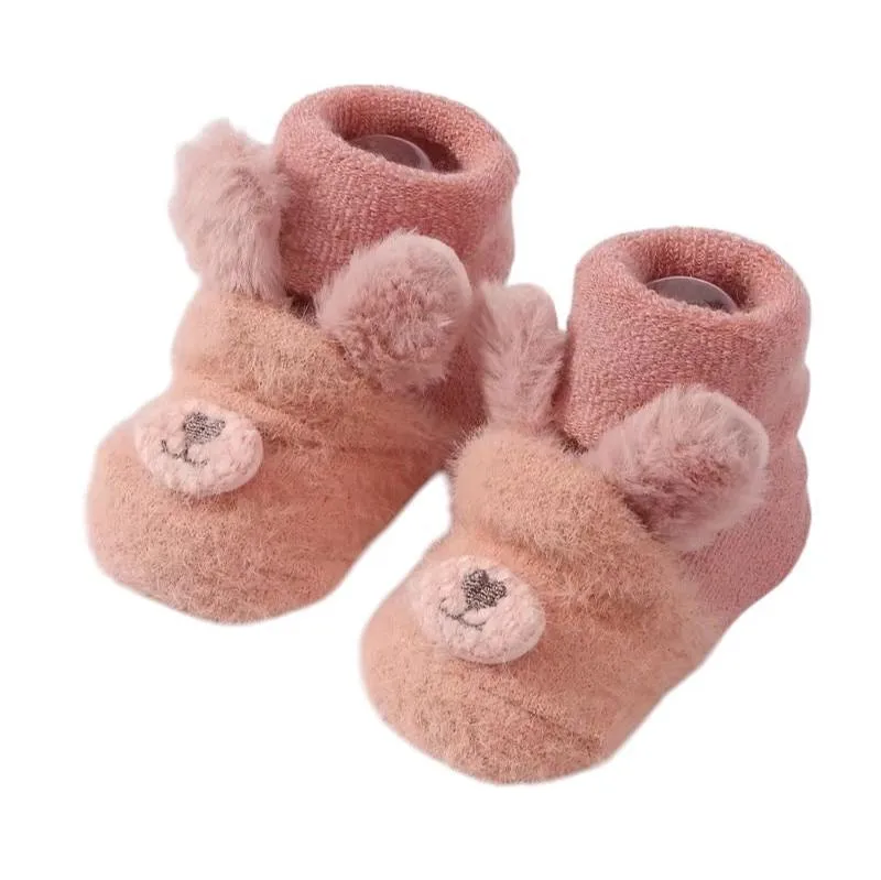 Plush Bunny Baby Anti Slip Socks Pink