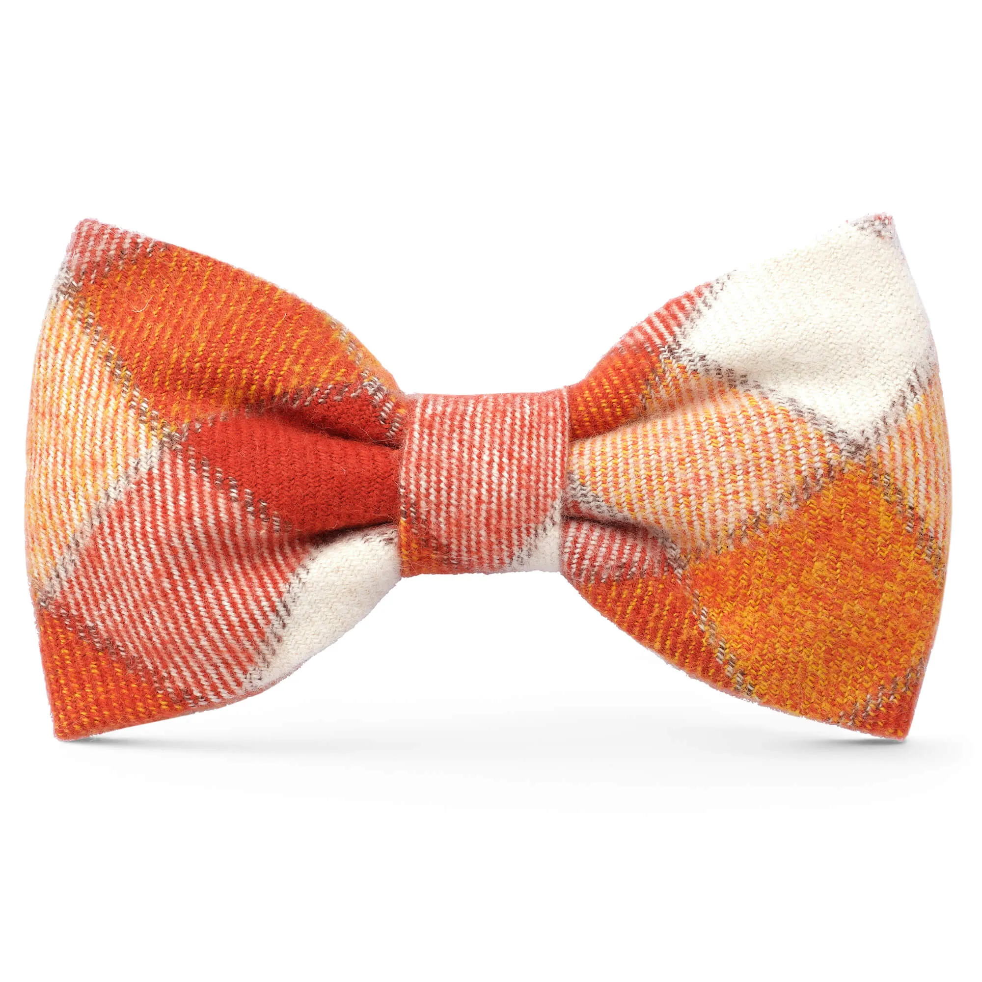 Pumpkin Spice Plaid Flannel Dog Bow Tie