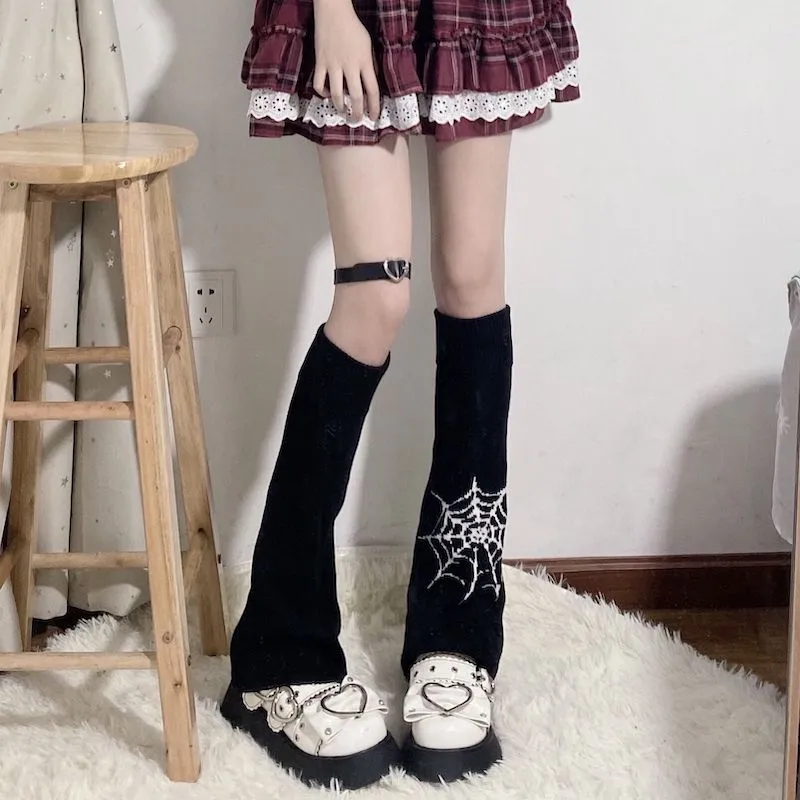 Punk girl spider web leg warmers