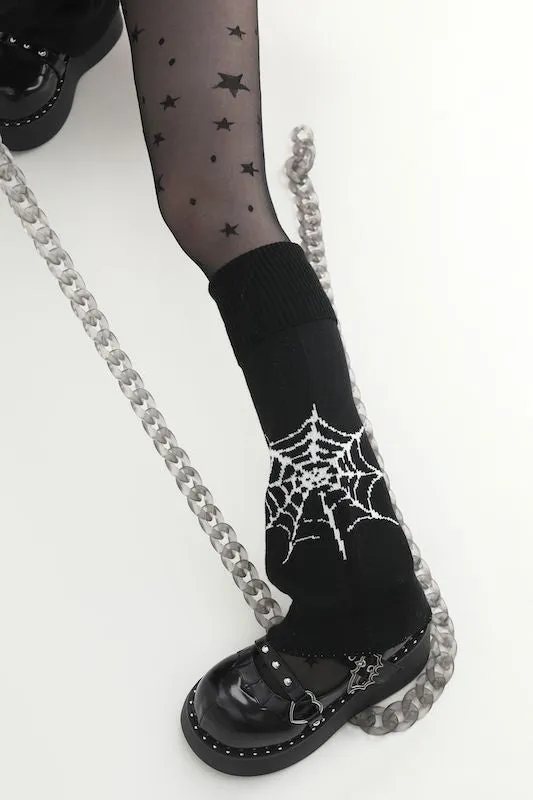 Punk girl spider web leg warmers