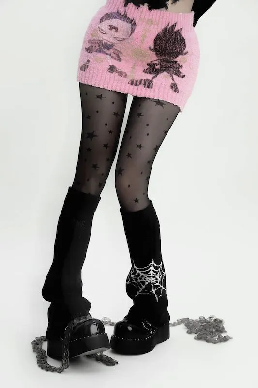 Punk girl spider web leg warmers