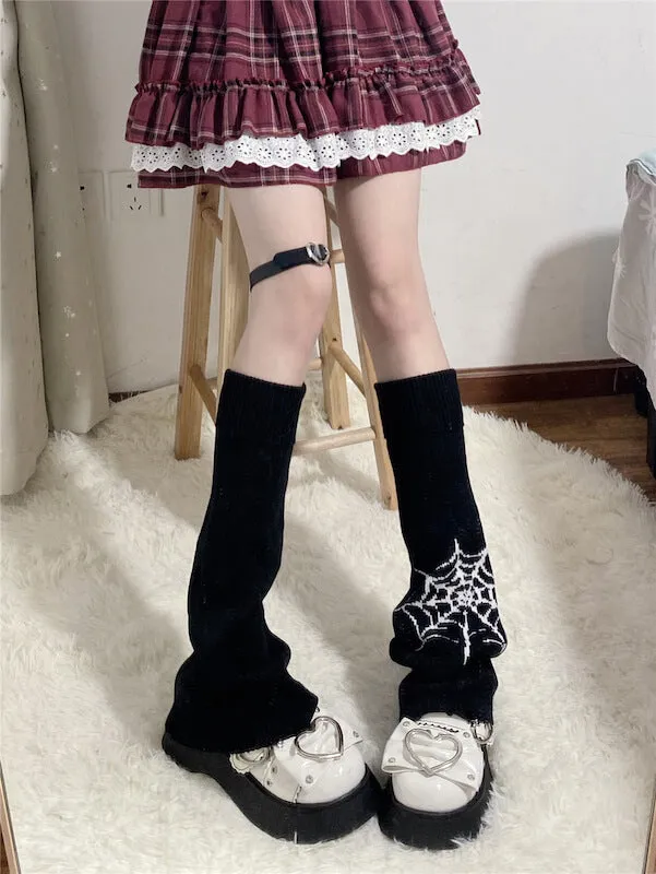 Punk girl spider web leg warmers