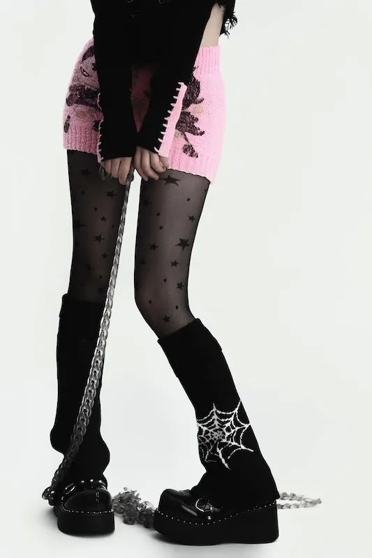 Punk girl spider web leg warmers