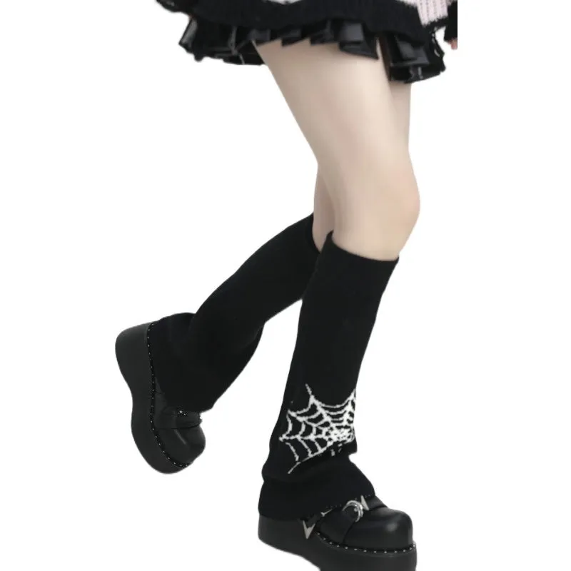 Punk girl spider web leg warmers