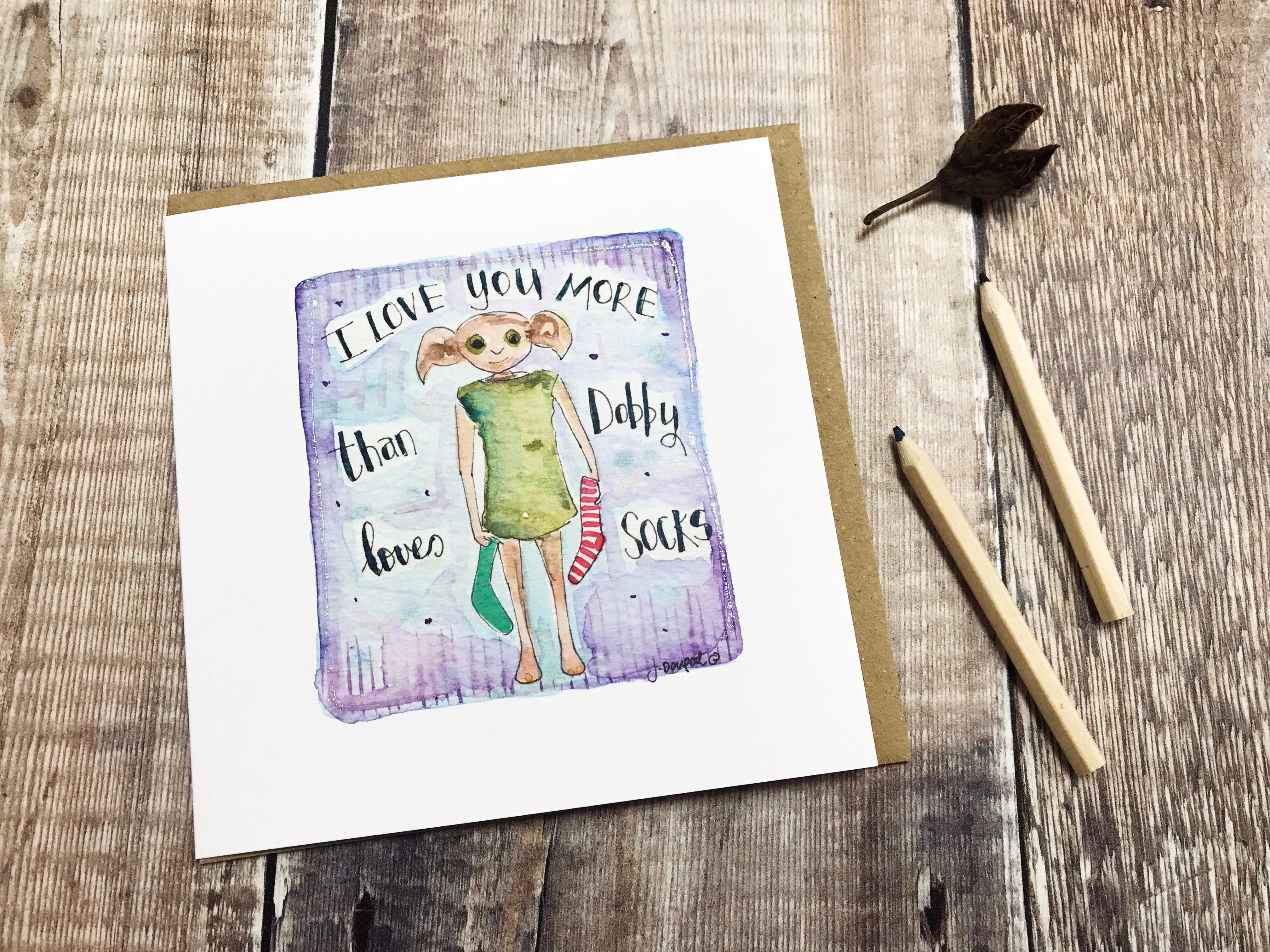 "More than Dobby Loves Socks" Card - Personalised