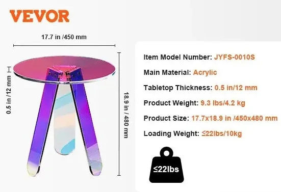 Radiant Rainbow Acrylic Side Table